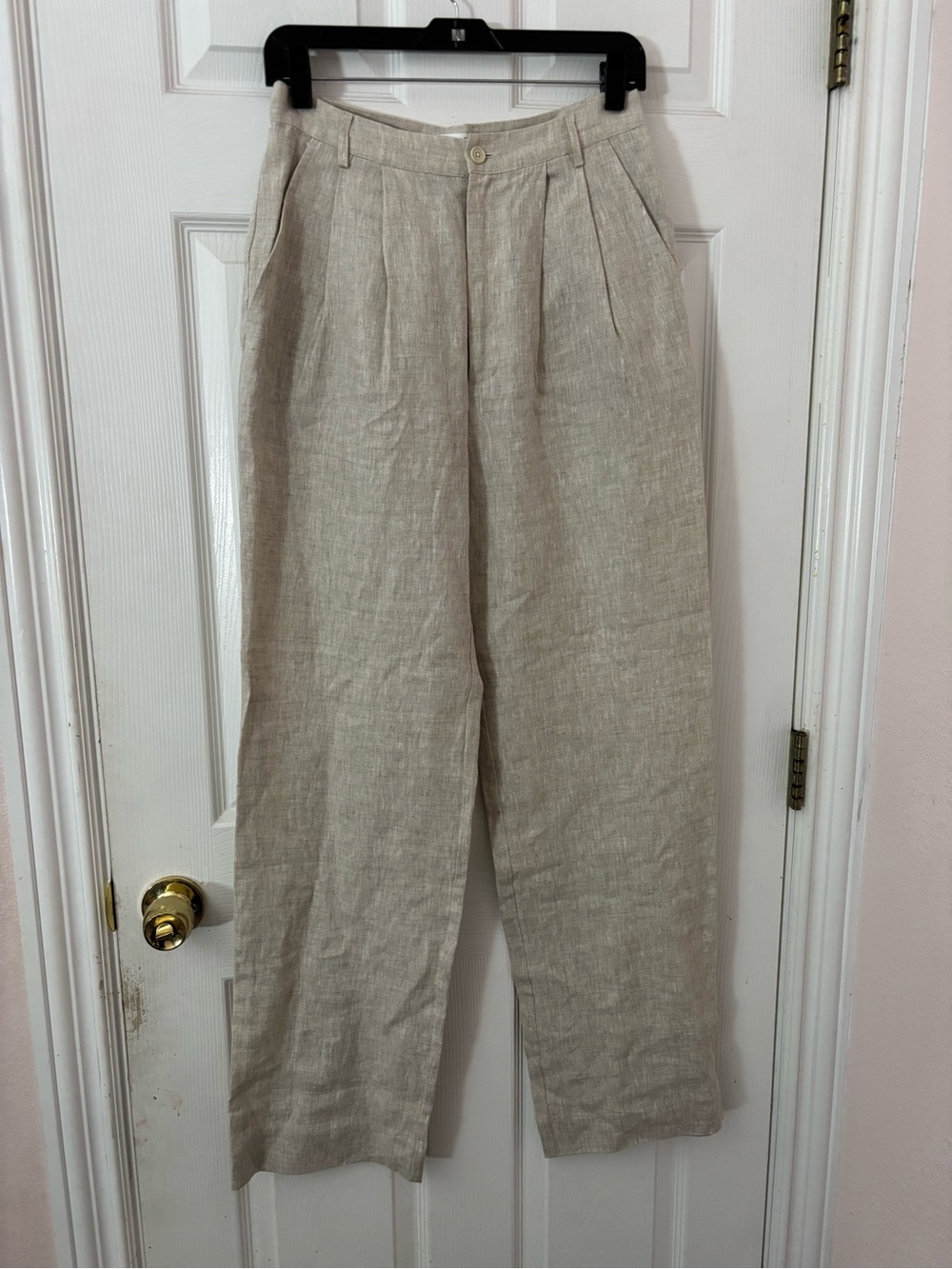 Reformation Mason Linen Pants Oatmeal Beige High Waisted Wide Leg Pleated Size 6 - Picture 5 of 12